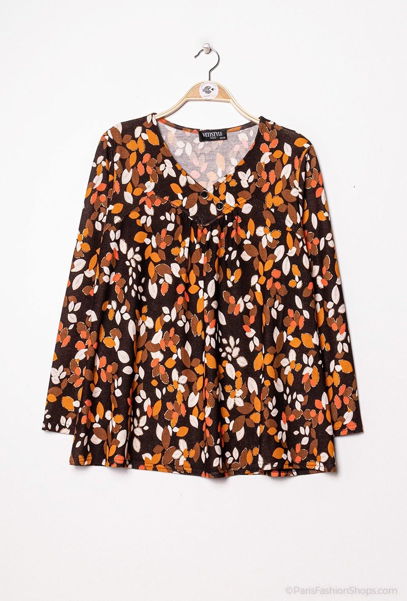 Printed tunic i Stor Storlek