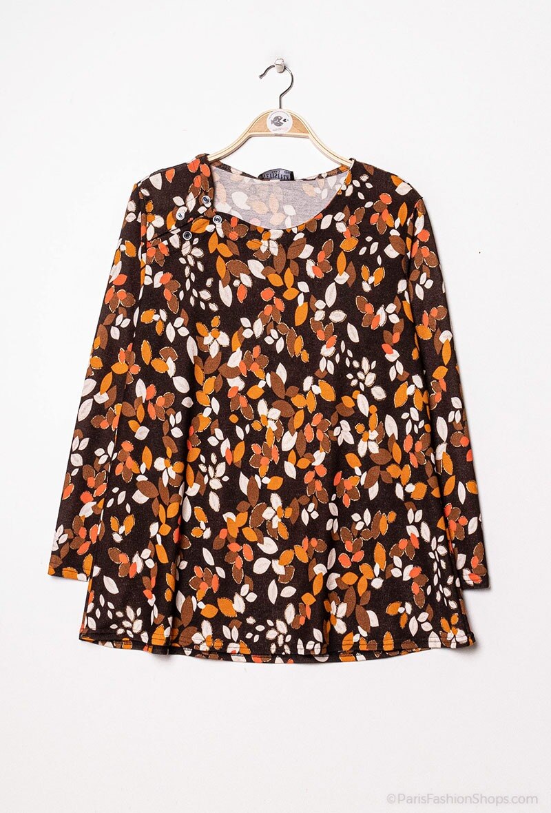 Printed tunic i Stor Storlek