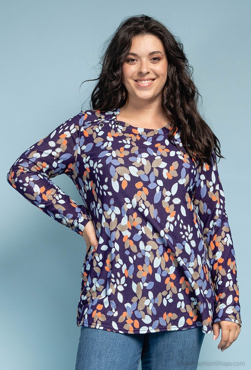 Printed tunic i Stor Storlek