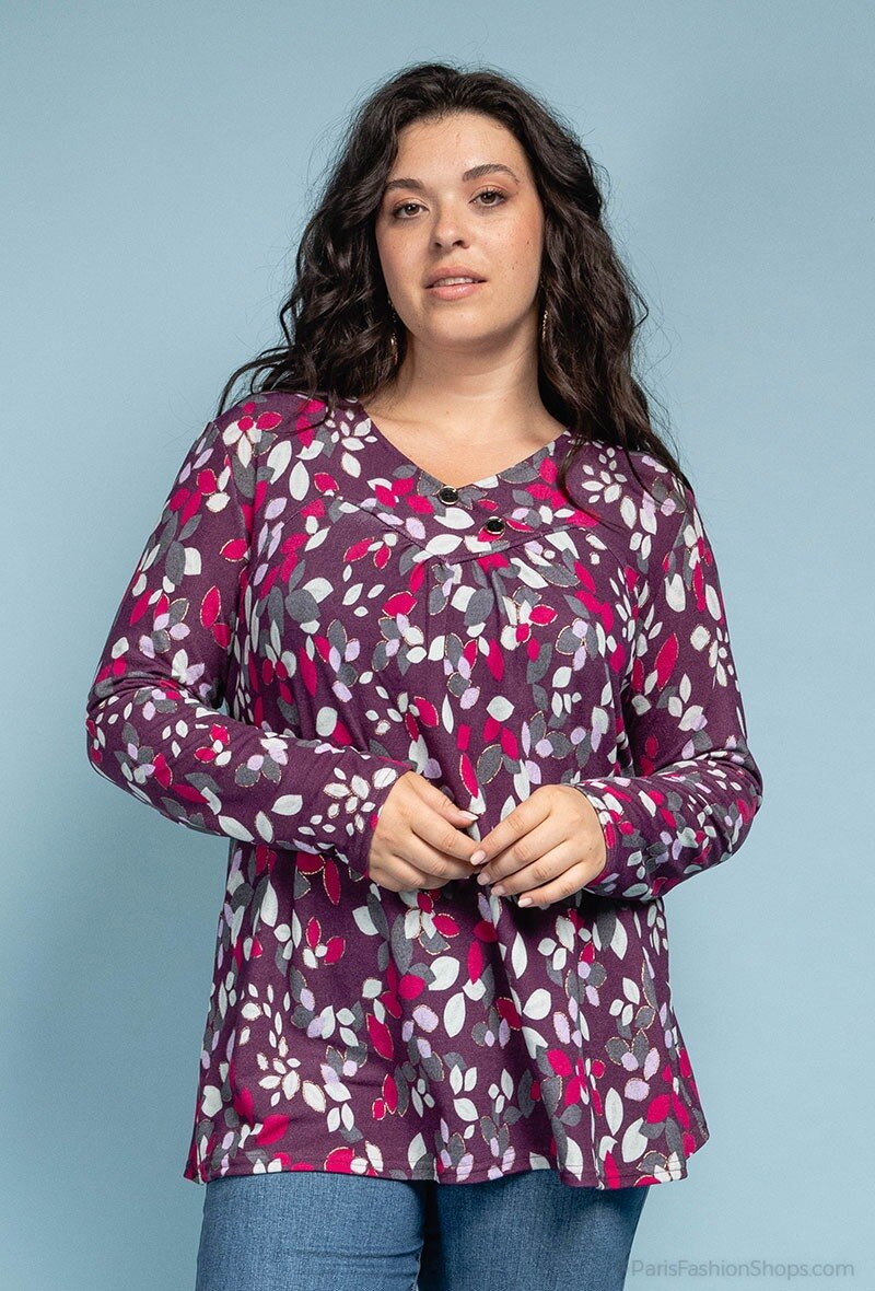 Printed tunic i Stor Storlek