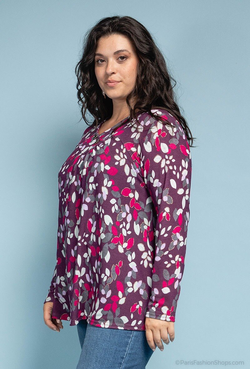 Tryckt tunika i Stor Storlek