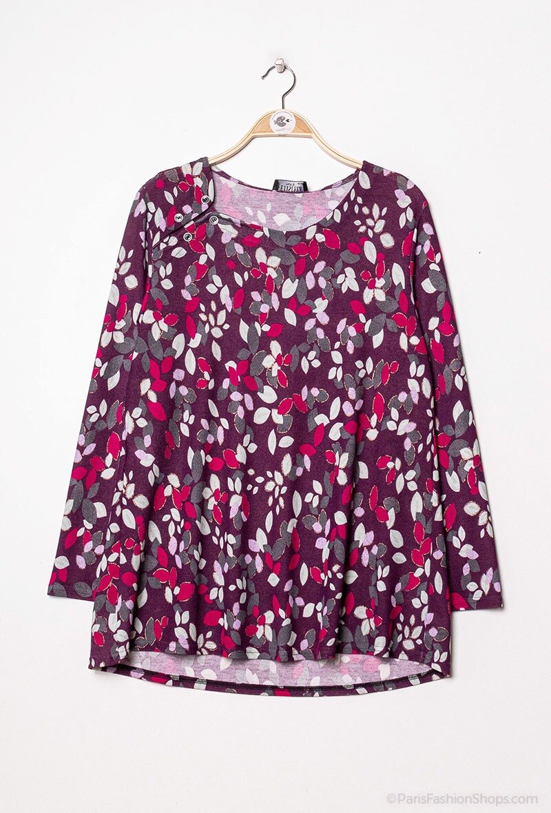 Printed tunic i Stor Storlek