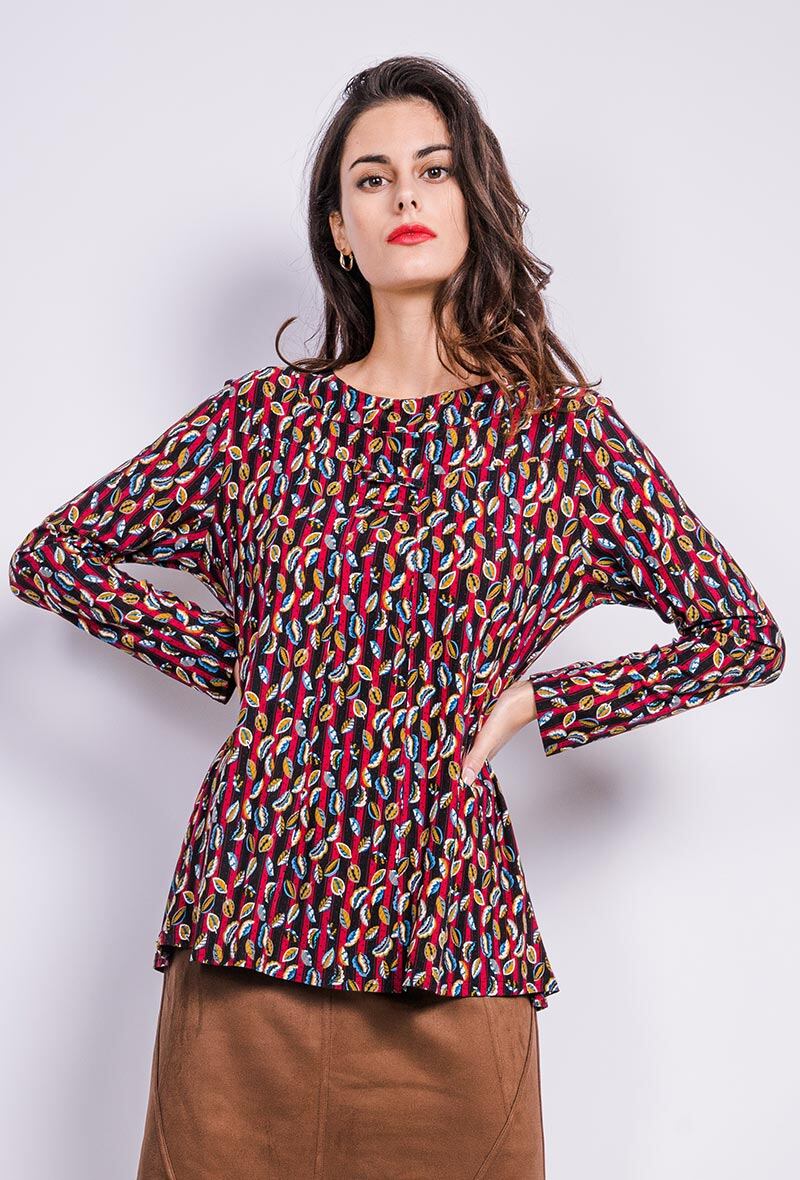 Printed tunic i Stor Storlek