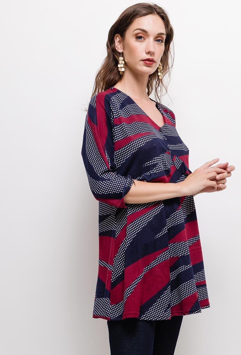 Randig tunika i Stor Storlek