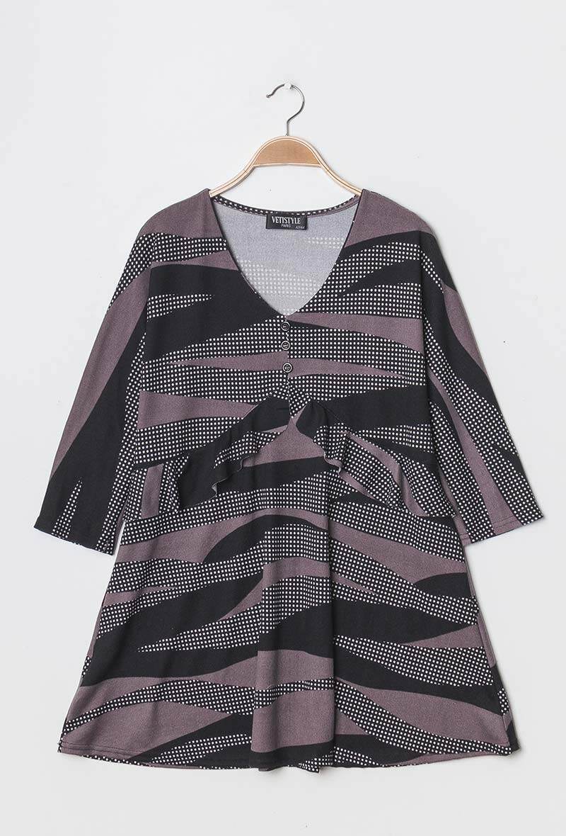 Randig tunika i Stor Storlek