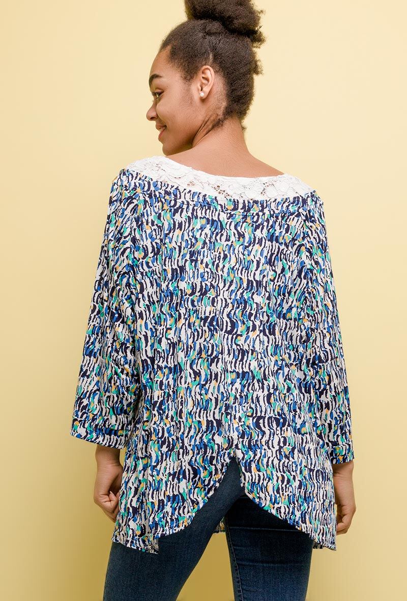 Printed stretch tunic i Stor Storlek