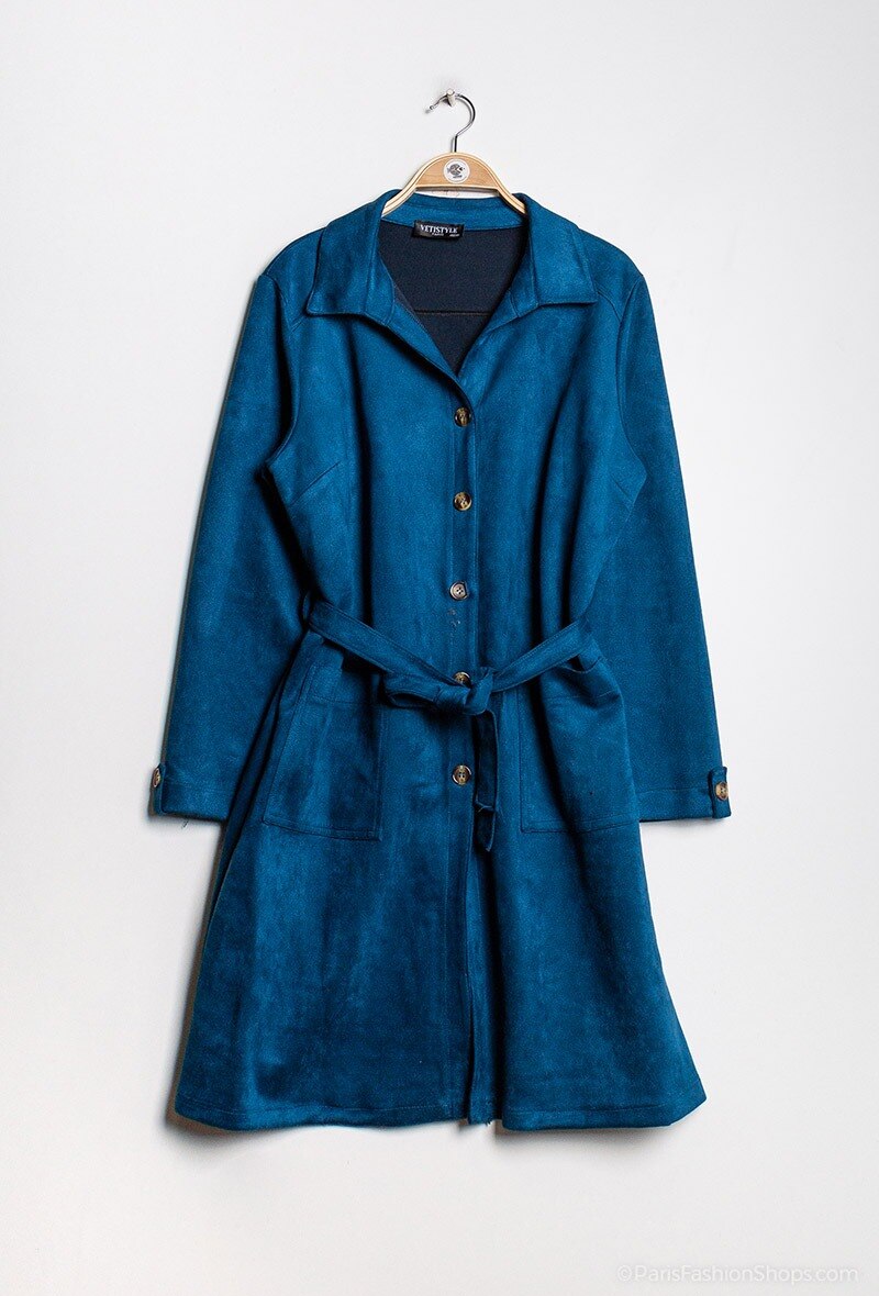 Faux suede shirt jacket i Stor Storlek