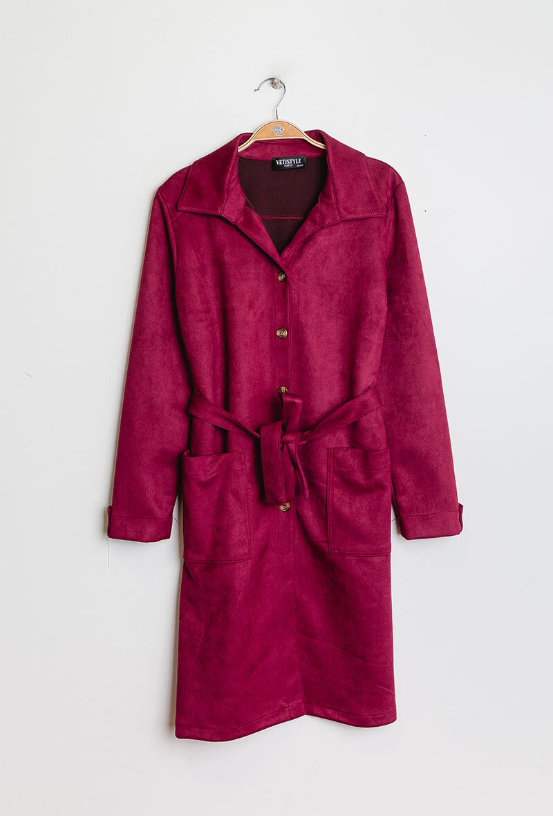 Faux suede shirt jacket i Stor Storlek