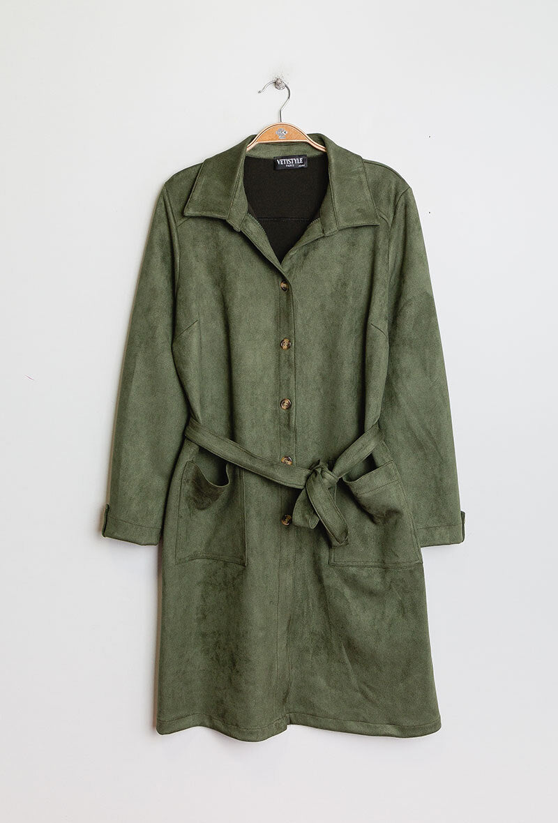 Faux suede shirt jacket i Stor Storlek