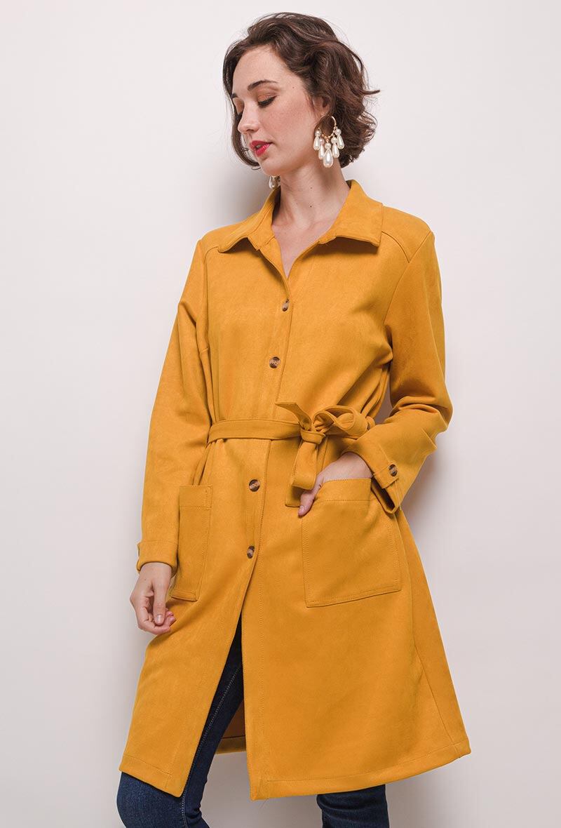 Faux suede shirt jacket i Stor Storlek