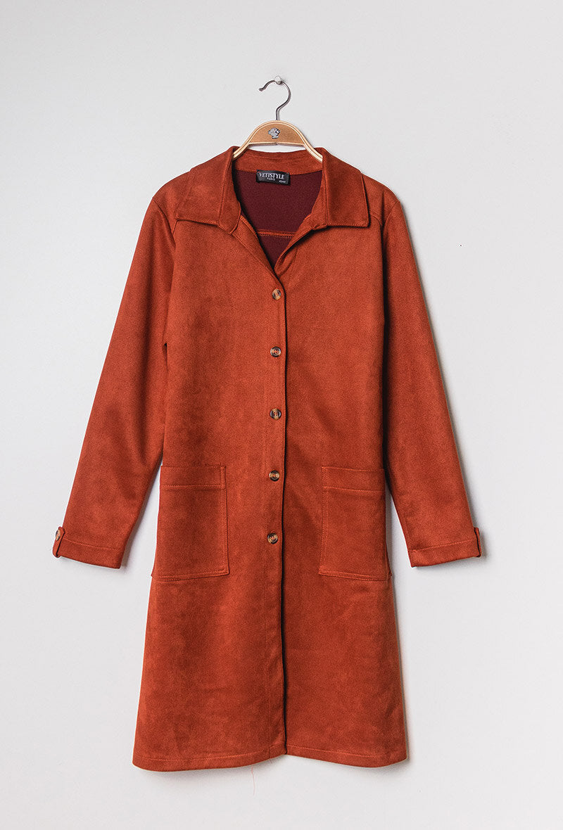 Faux suede shirt jacket i Stor Storlek