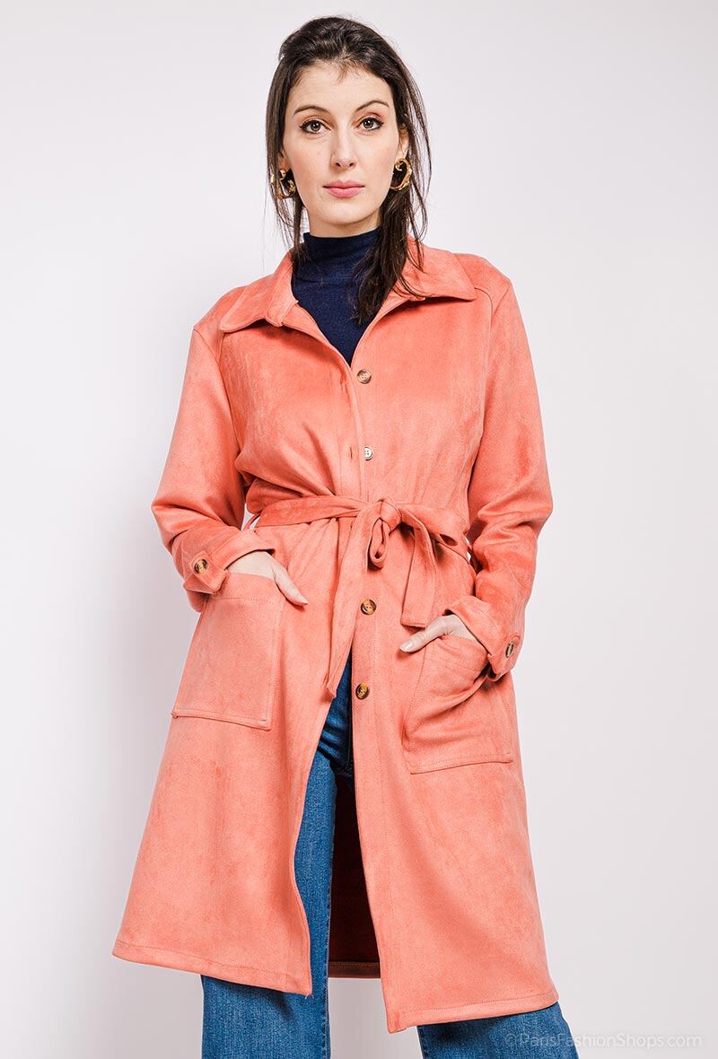 Faux suede shirt jacket i Stor Storlek