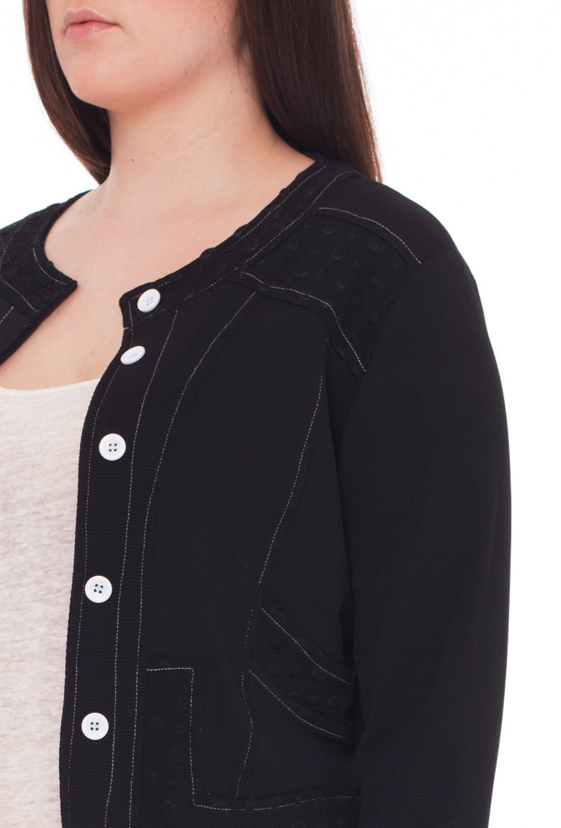 Kort Jacka i Waffle Knit i Stor Storlek