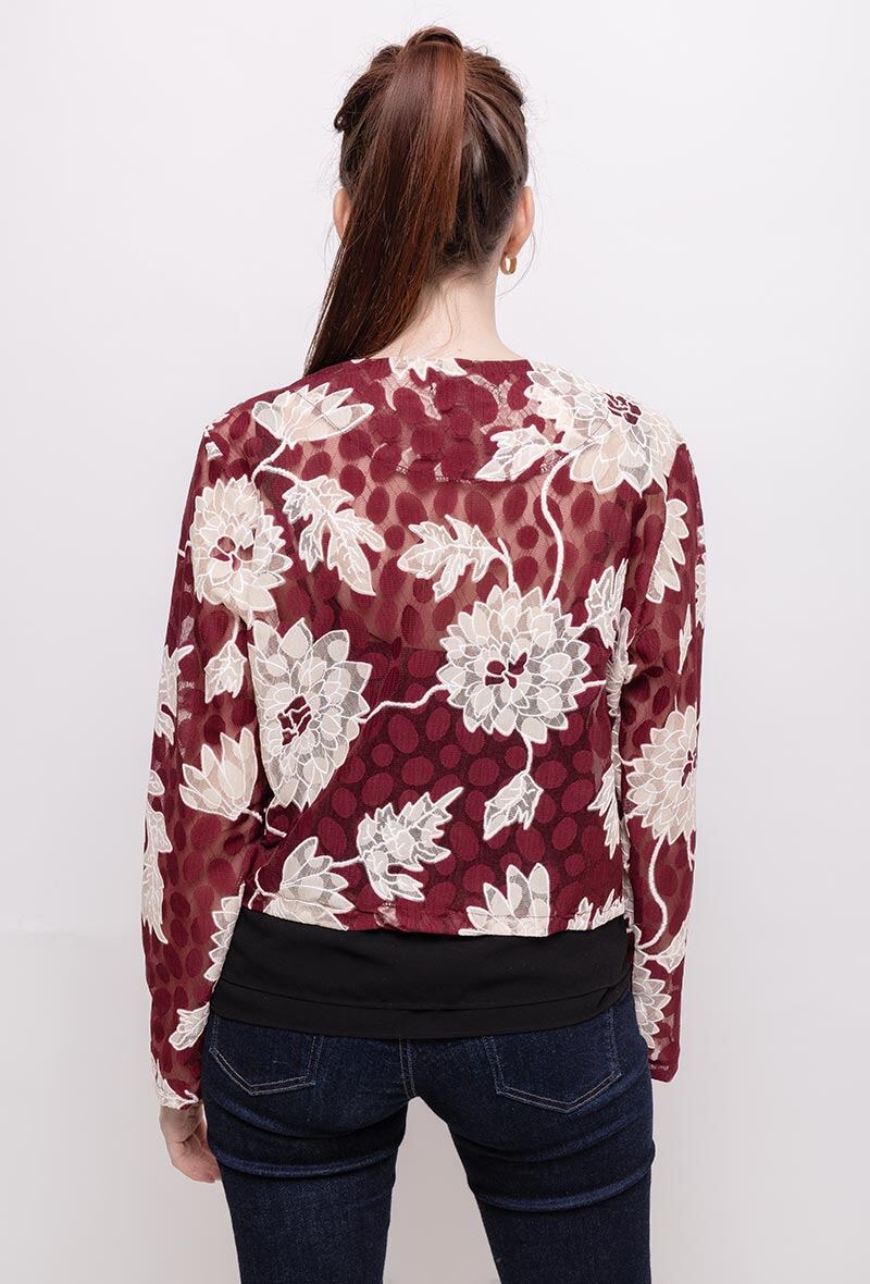 Crop jacket med blommor i Stor Storlek