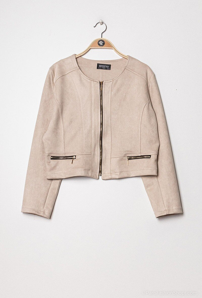 Suede jacket i Stor Storlek