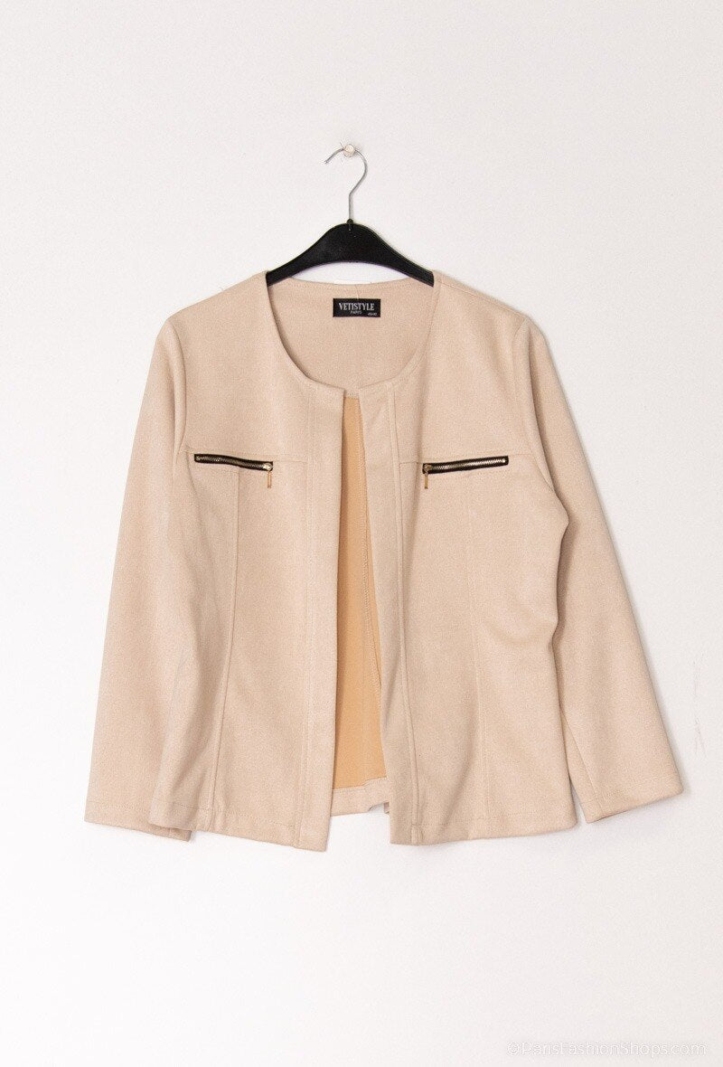 Suede jacket i Stor Storlek