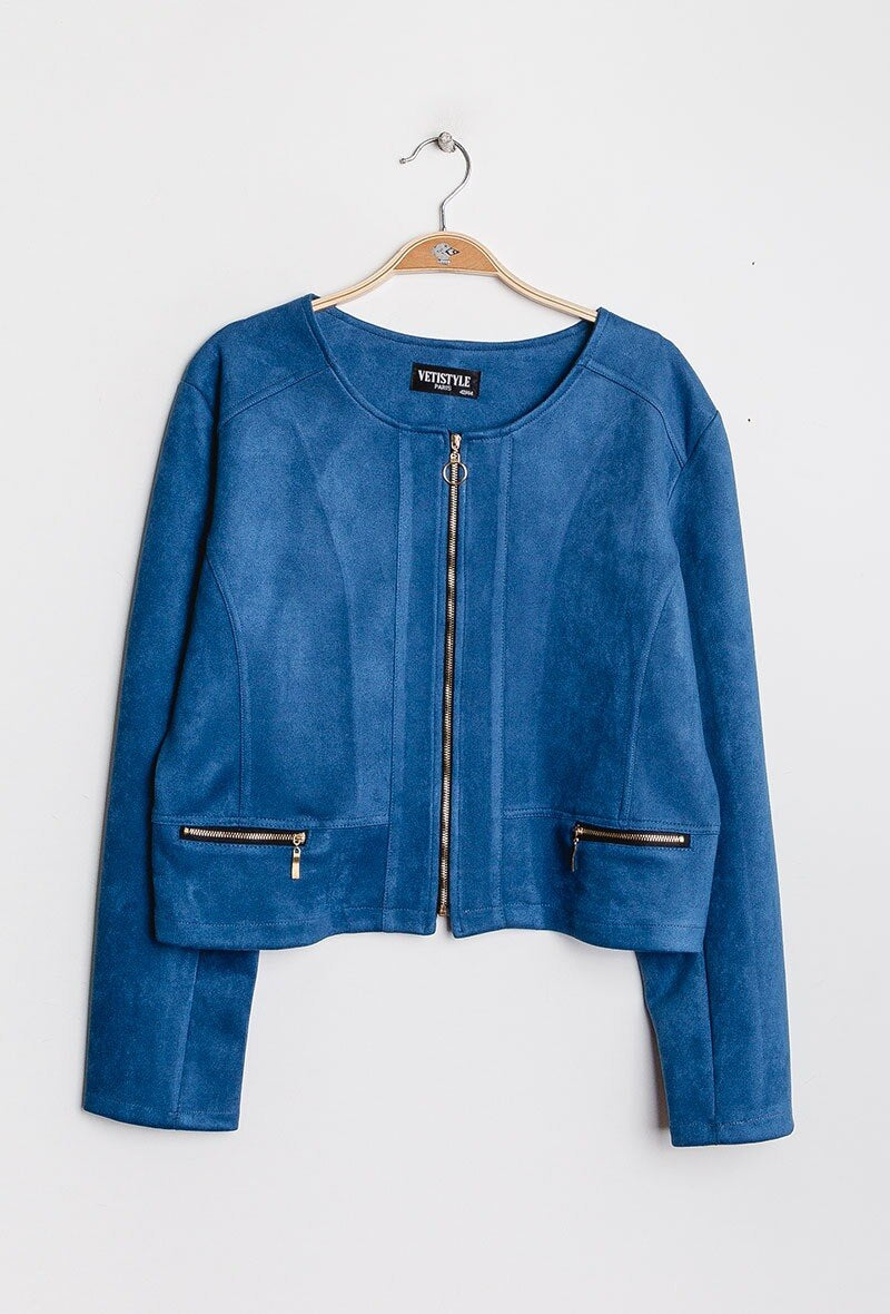Suede jacket i Stor Storlek