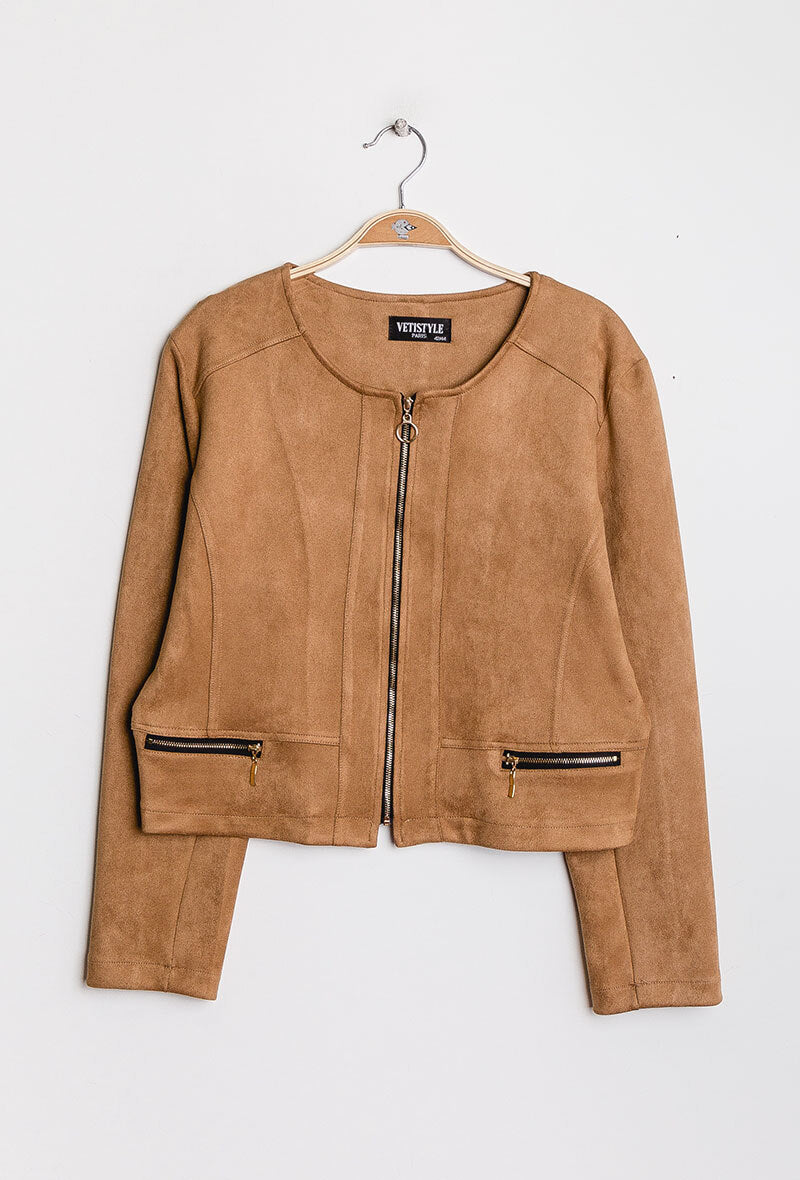 Suede jacket i Stor Storlek