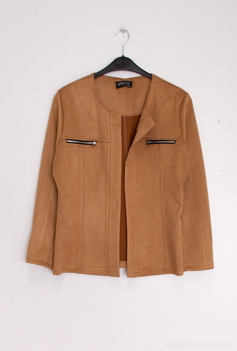 Plus Size Mocka Effekt Jacka