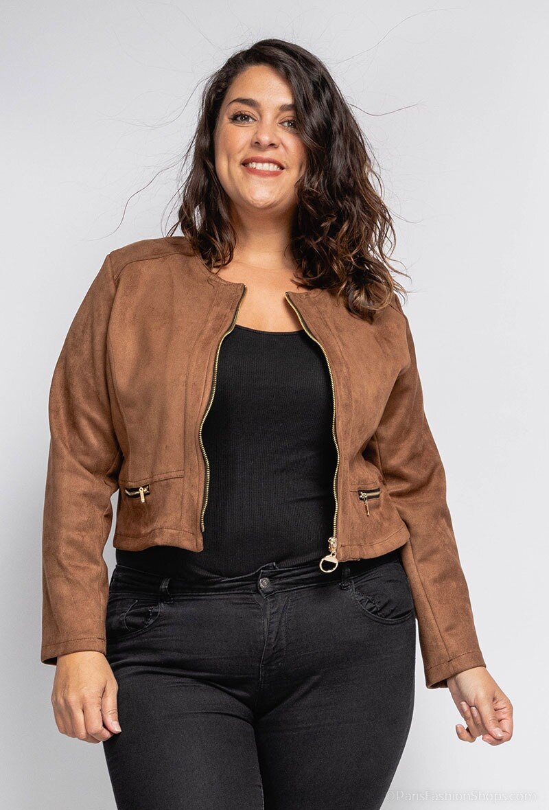 Suede jacket i Stor Storlek