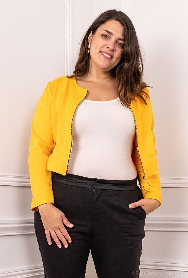 Suede jacket i Stor Storlek