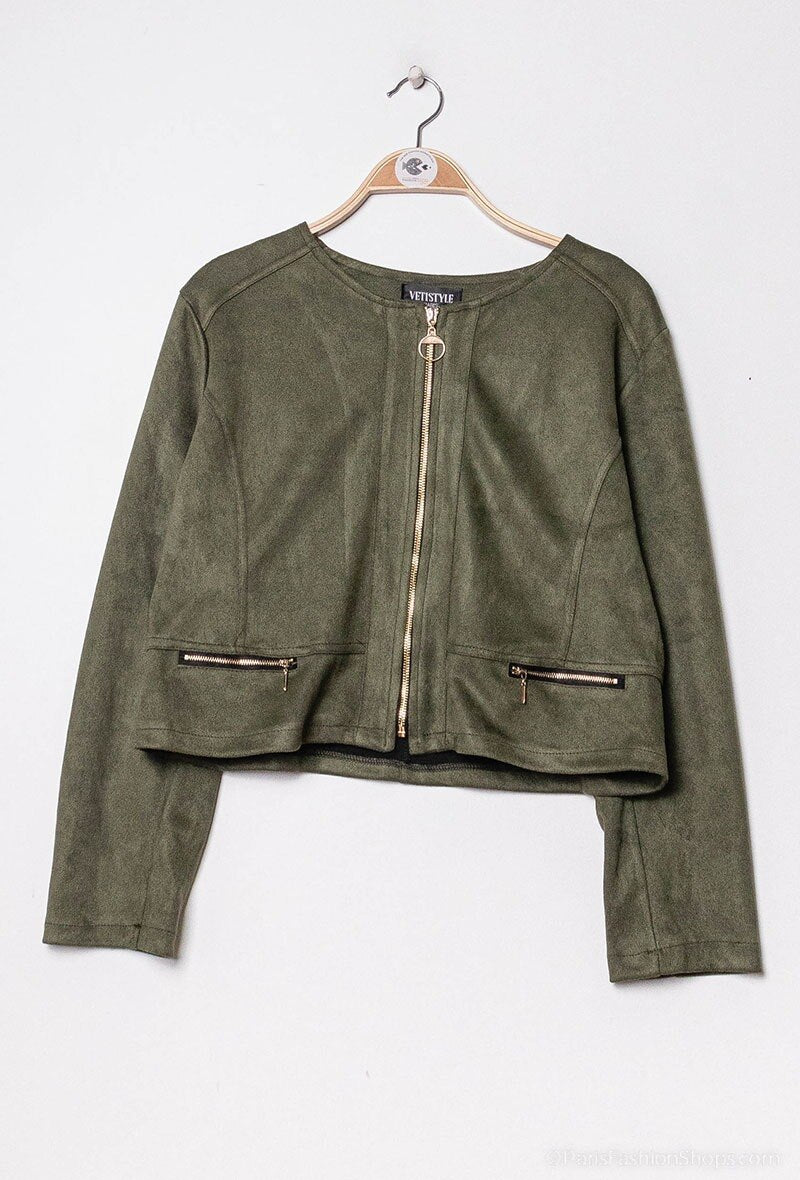 Suede jacket i Stor Storlek