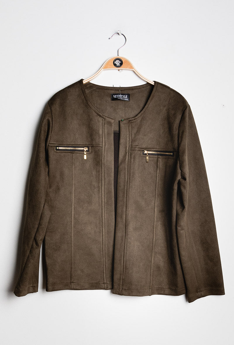 Suede jacket i Stor Storlek
