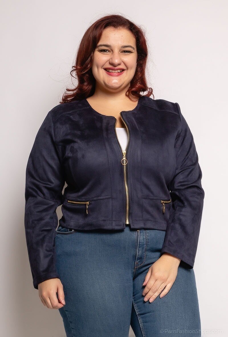 Suede jacket i Stor Storlek