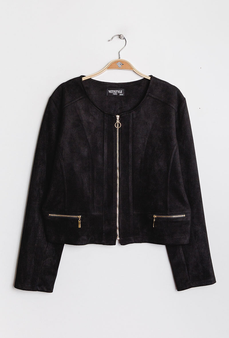 Suede jacket i Stor Storlek