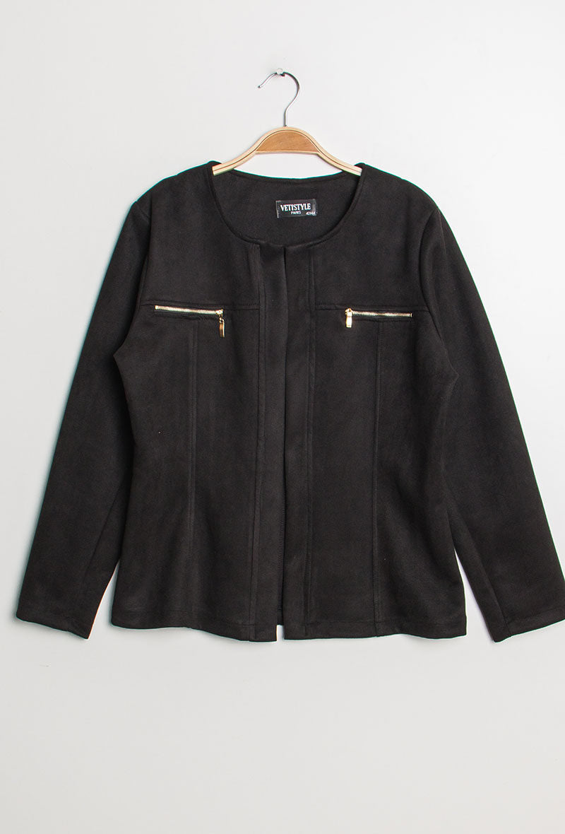 Suede jacket i Stor Storlek