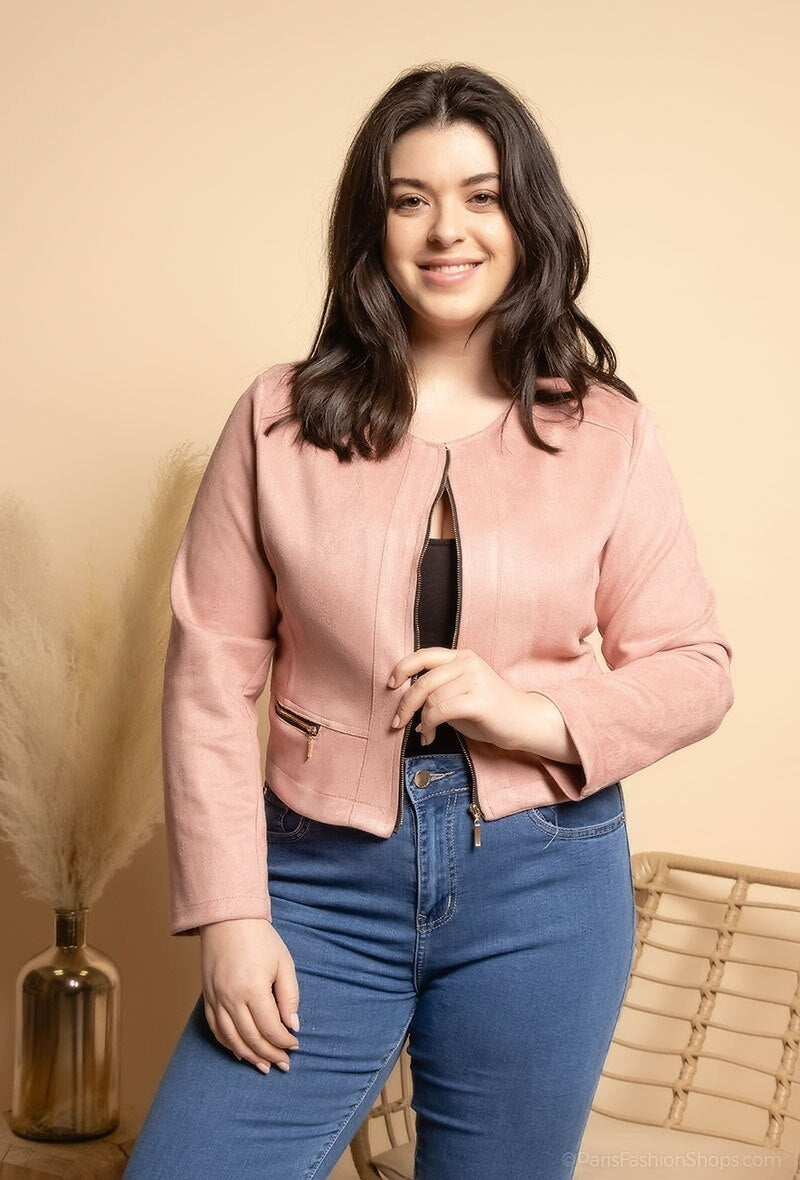 Suede jacket i Stor Storlek