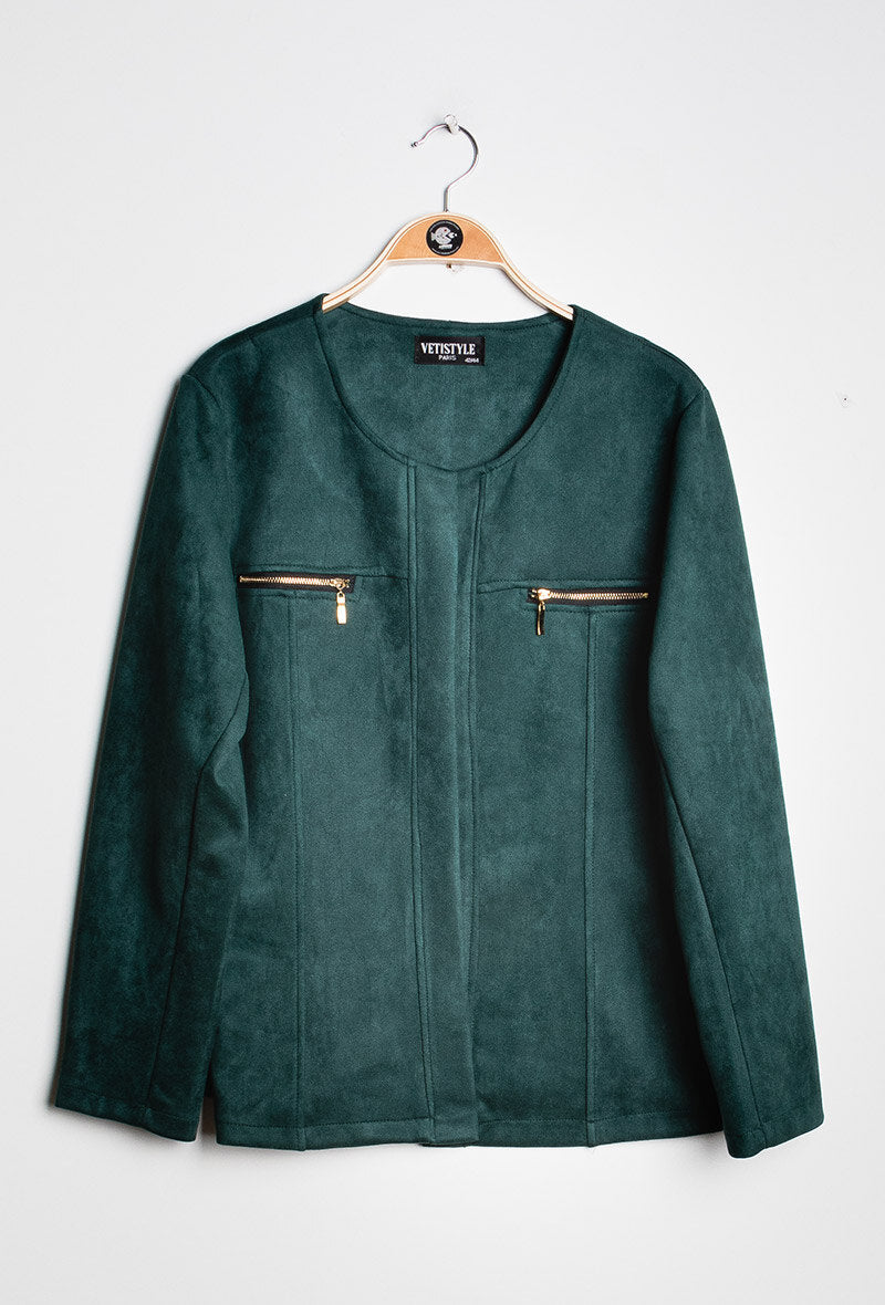 Suede jacket i Stor Storlek