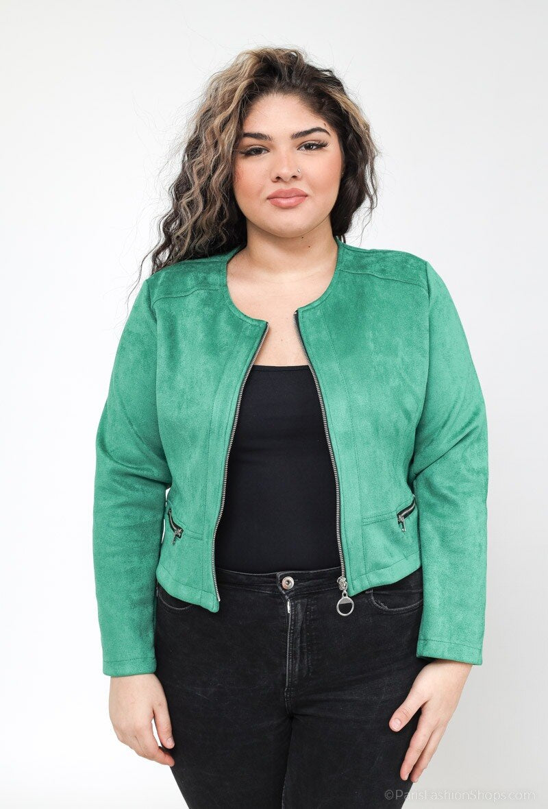 Suede jacket i Stor Storlek