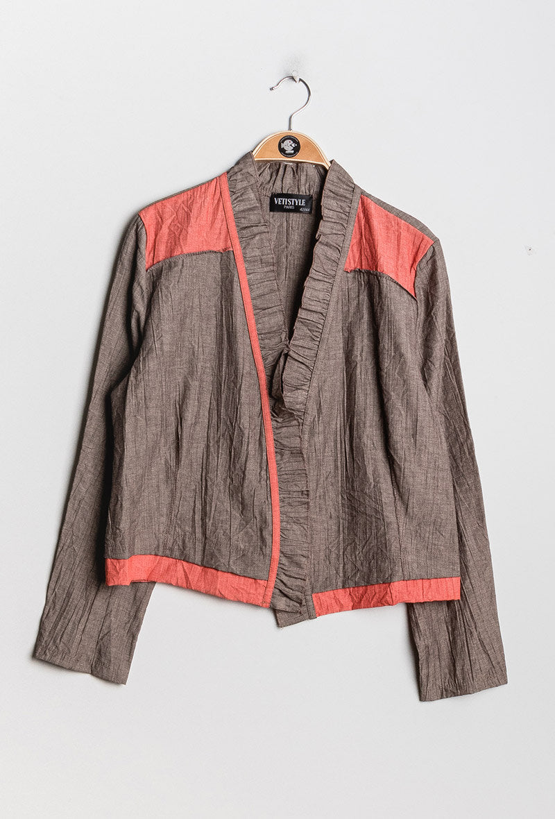 Crinkle effect jacket i Stor Storlek