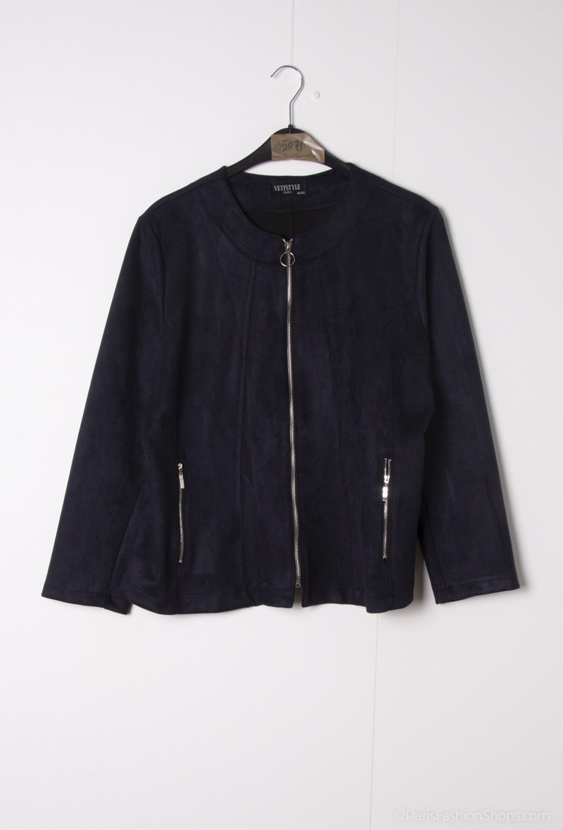 Suede jacket i Stor Storlek
