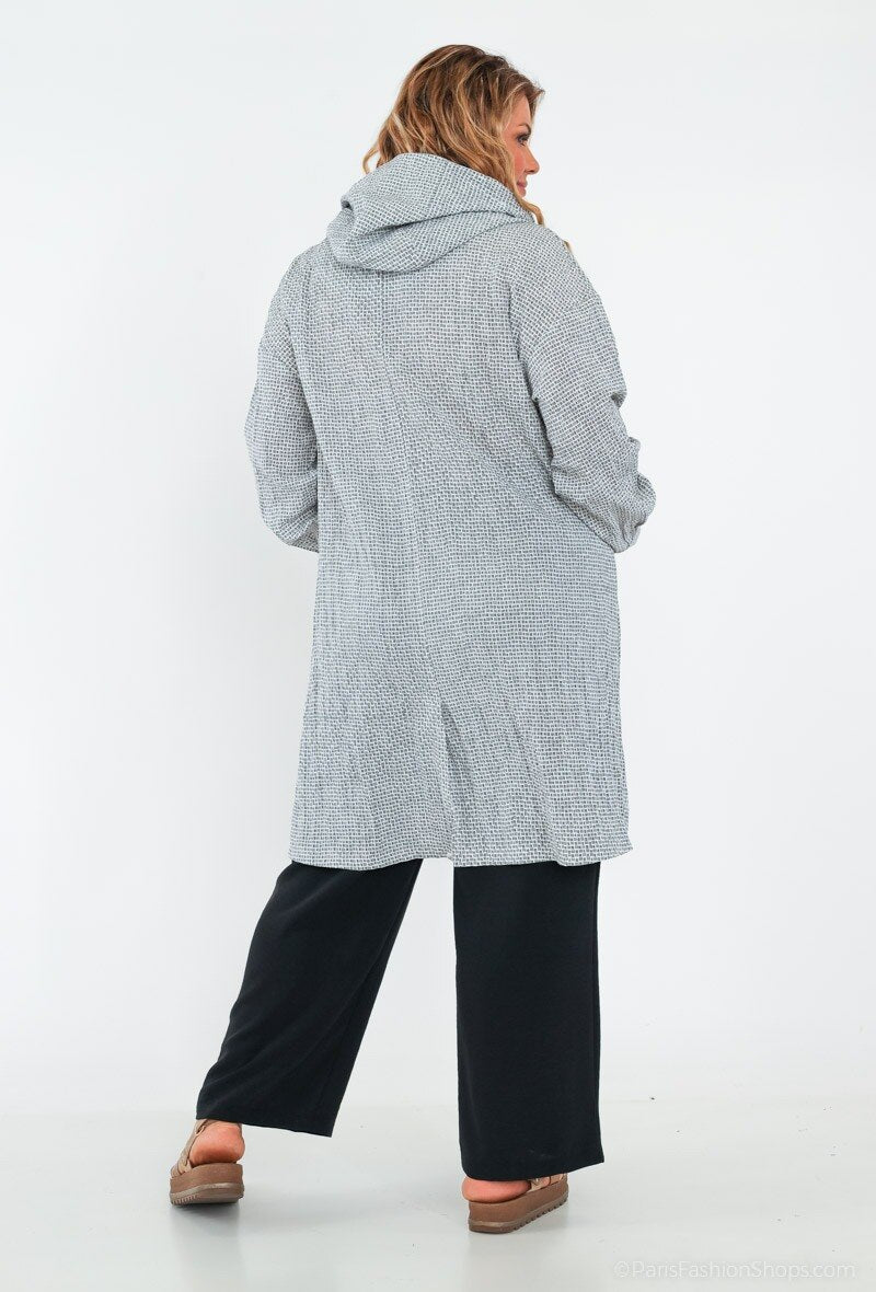 Plus Size Mid-length Jacket with Hood