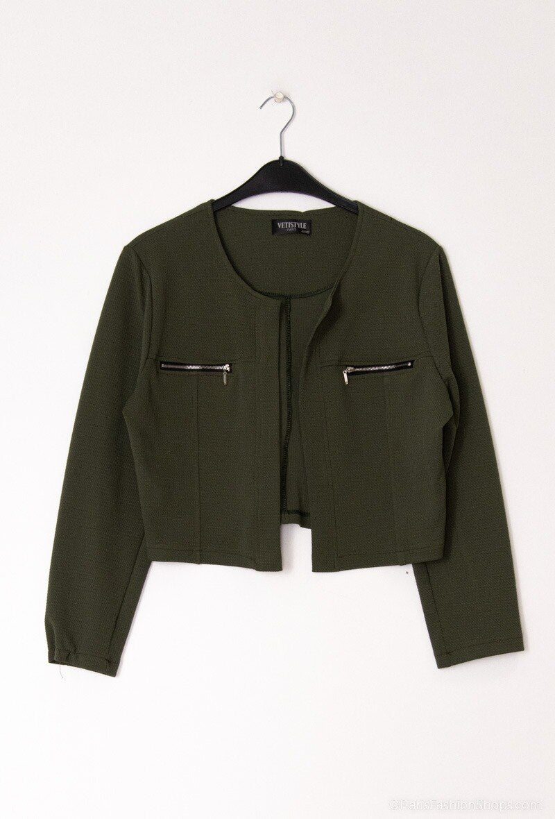 Plus Size Open jacket with zips