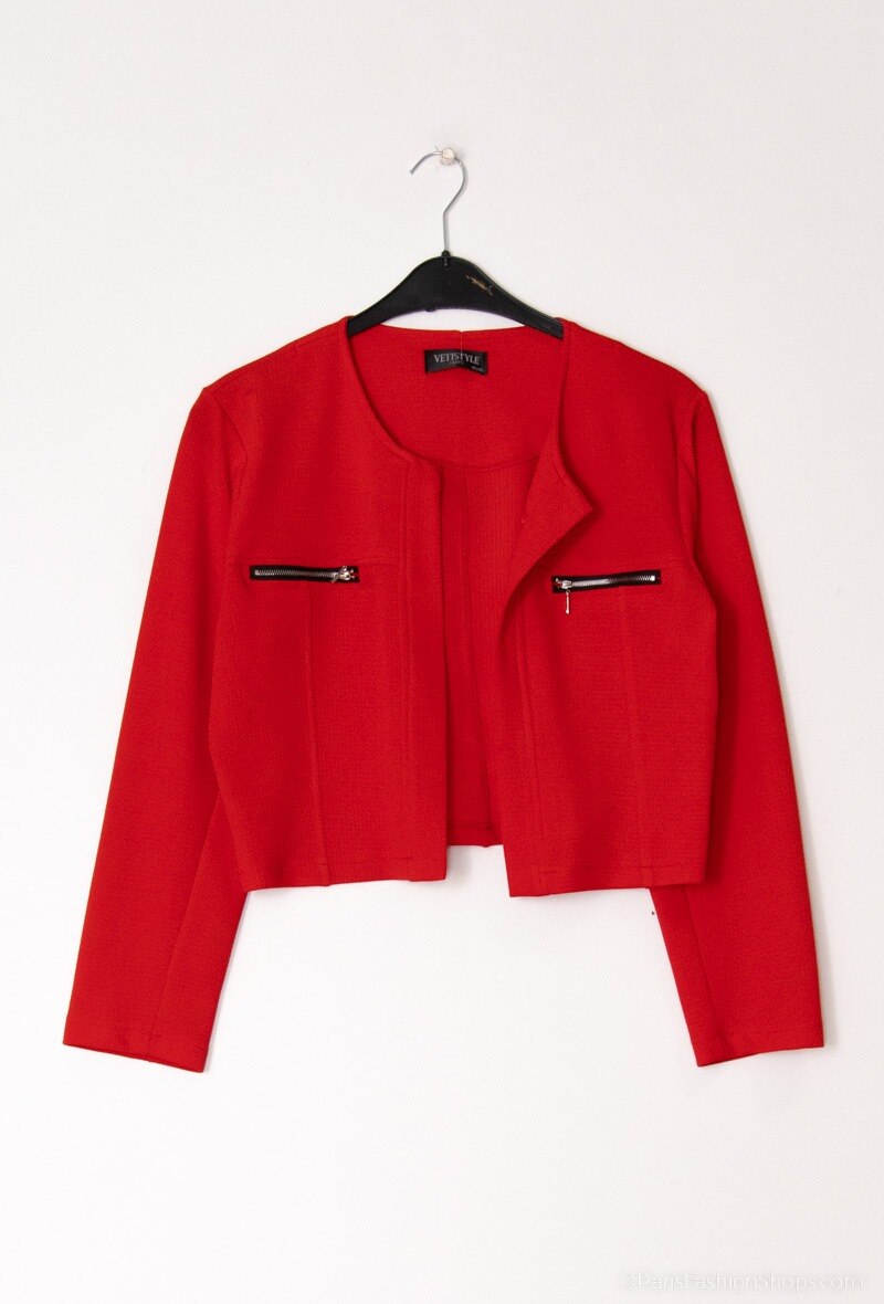 Plus Size Open jacket with zips
