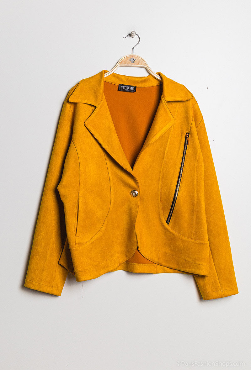 Suede biker jacket i Stor Storlek