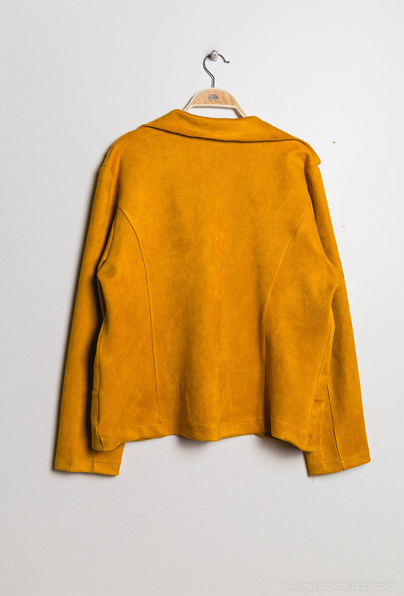 Suede biker jacket i Stor Storlek