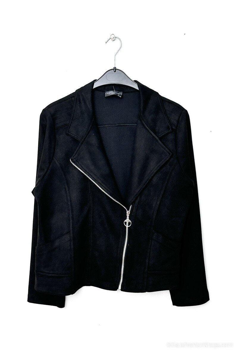 Plus Size Suede Jacket