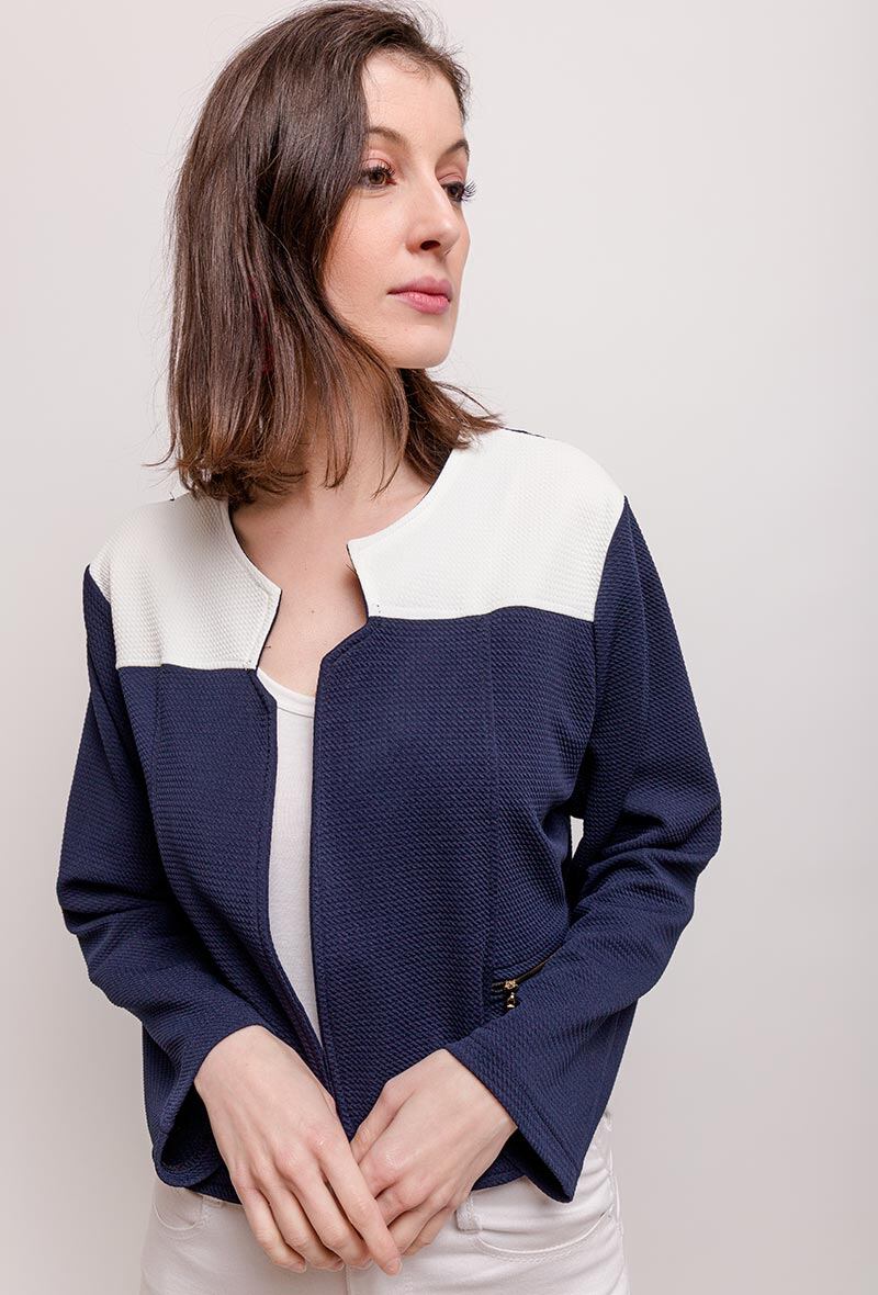 Bicolour Stretch Jacket i Stor Storlek