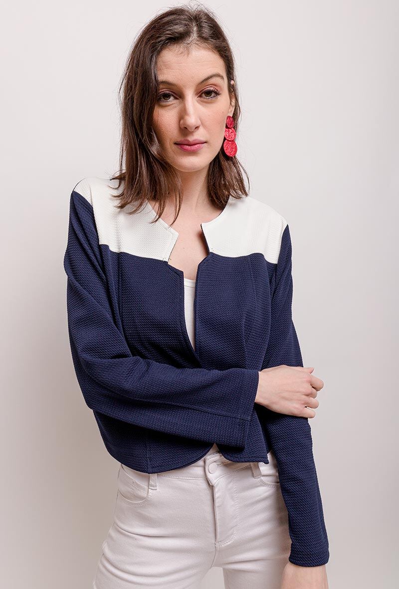 Bicolour Stretch Jacket i Stor Storlek