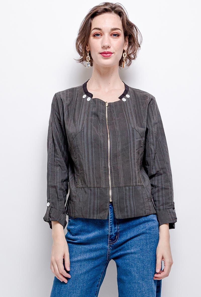 Plus Size Zipped Jacket