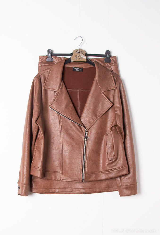 Faux leather jackets i Stor Storlek