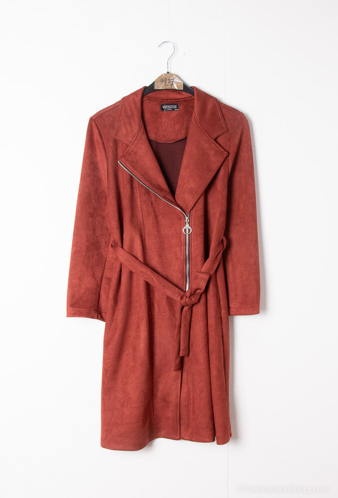 Long suede jackets i Stor Storlek