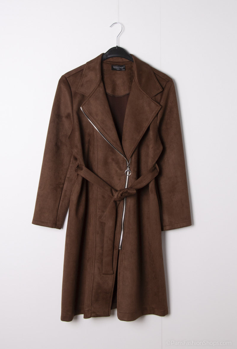 Lång Suedejacka i Stor Storlek