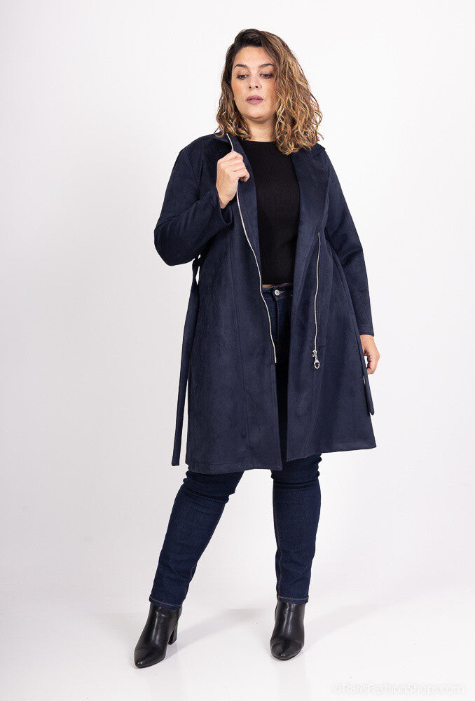 Long suede jackets i Stor Storlek