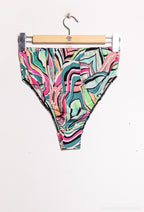 Plus Size Högmidjad Mönstrad Bikini Bottom