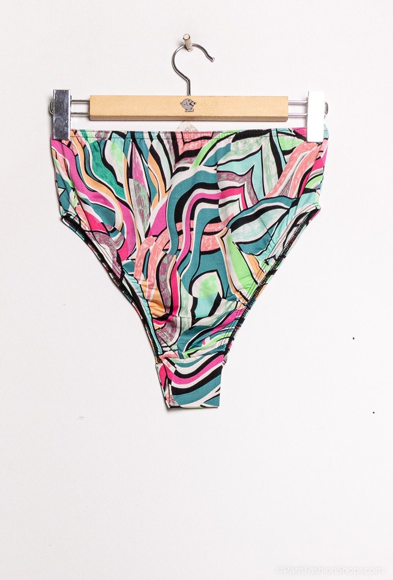 Plus Size Högmidjad Mönstrad Bikini Bottom